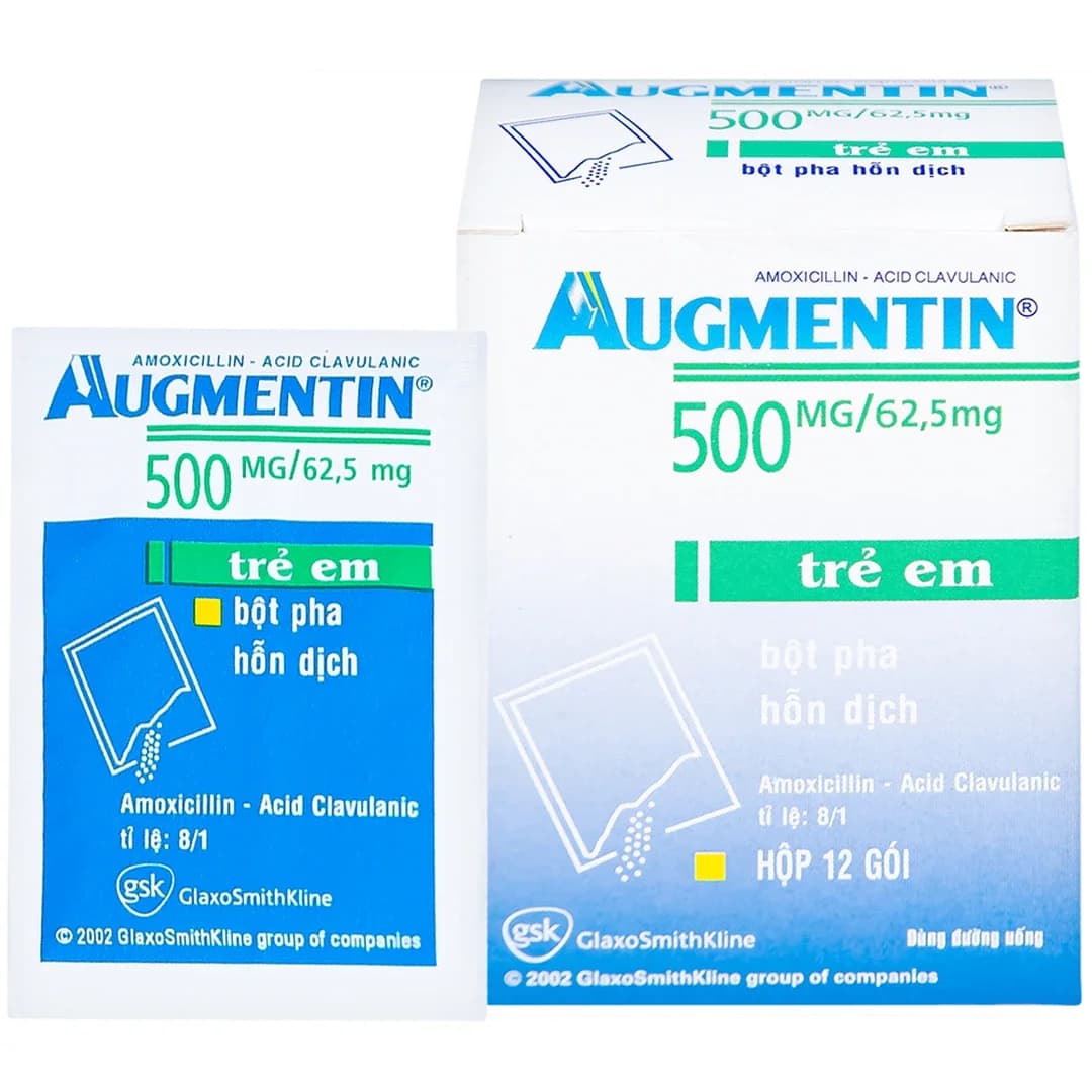 Bột Augmentin 500mg/62.5mg GSK điều trị nhiễm khuẩn (12 gói)