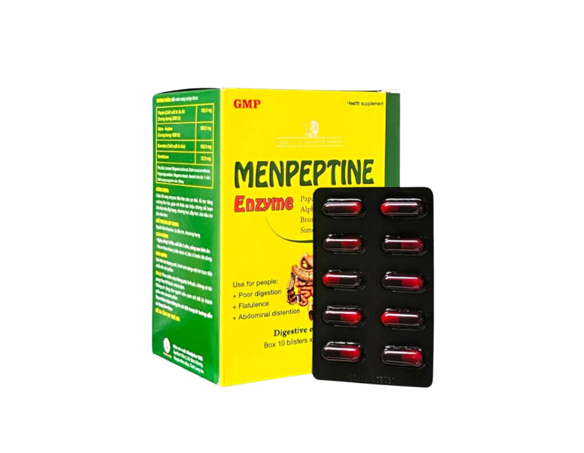 Men Tiêu Hoá Menpeptine Enzyme (Hộp 10 vỉ x 10 viên)