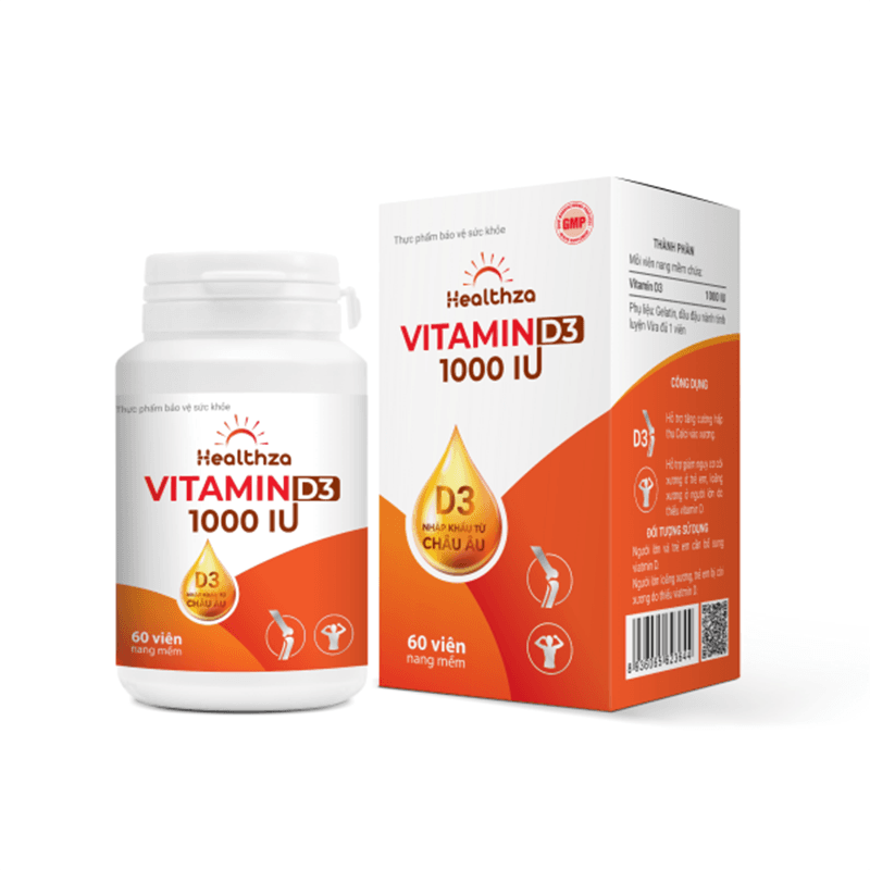 Vitamin D3 1000IU Healthza (60v/lọ)