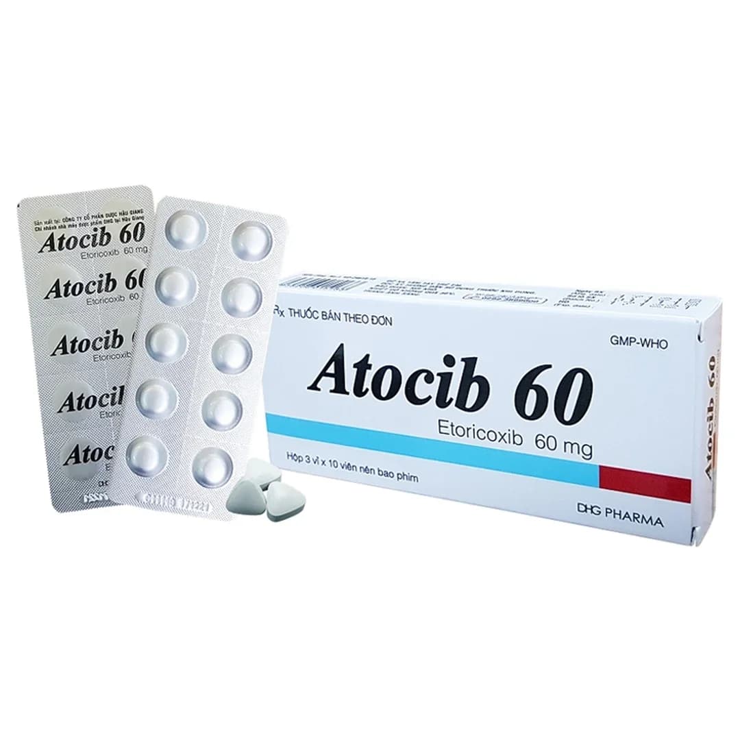 Thuốc Atocib 60mg DHG điều trị thoái hóa khớp, viêm khớp dạng thấp (3 vỉ x 10 viên)