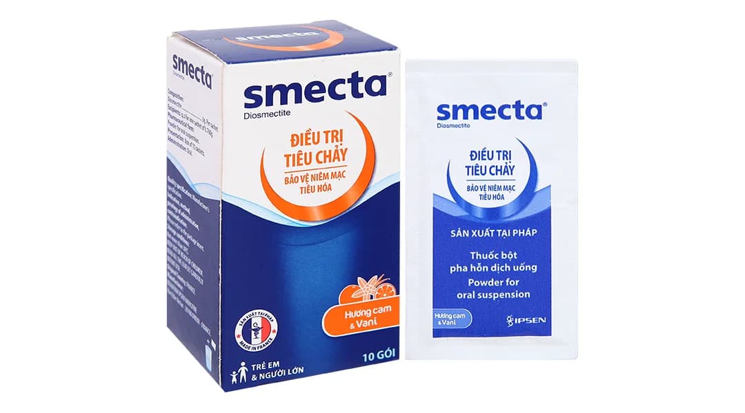 Thuốc bột pha hỗn dịch Smecta Ipsen hương cam (Hộp 10 gói)