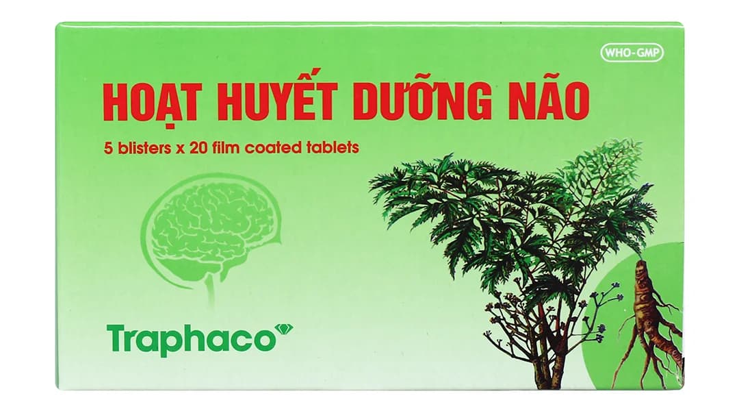 Thuốc Hoạt Huyết Dưỡng Não bao phim Traphaco (5 vỉ x 20 viên)