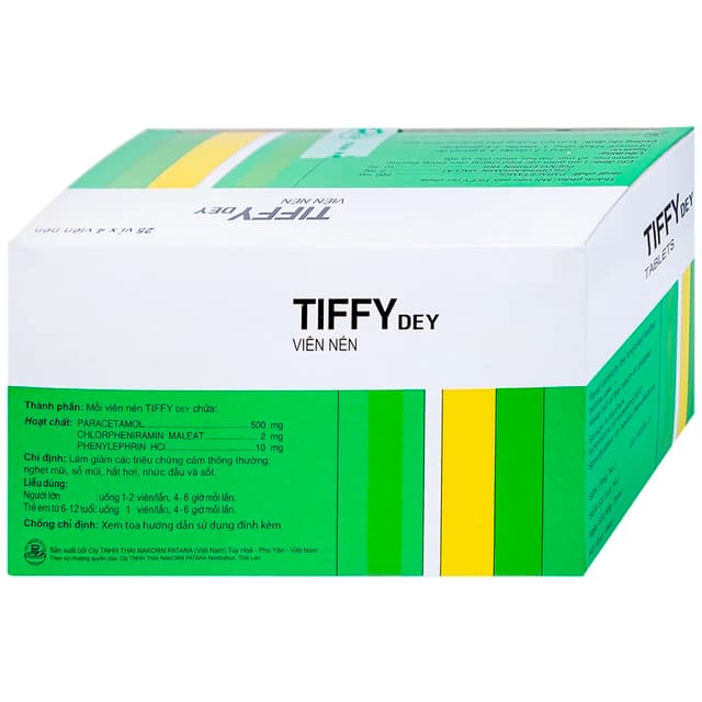 Thuốc Tiffy Dey Thai Nakorn Patana (25 vỉ x 4 viên)