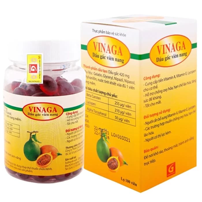 TPBVSK Dầu gấc viên nang Vinaga - DHA (Hộp 100 viên)