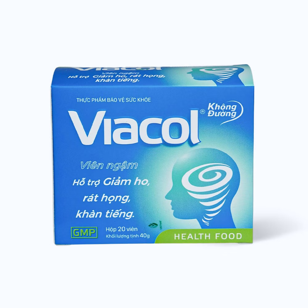 Viên ngậm Viacol (Hộp 5 vỉ x 4 viên)